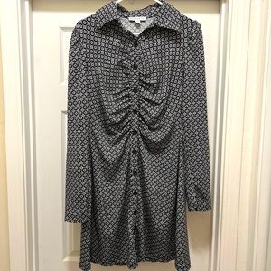 And Now This ruched black and white mini dress, size medium